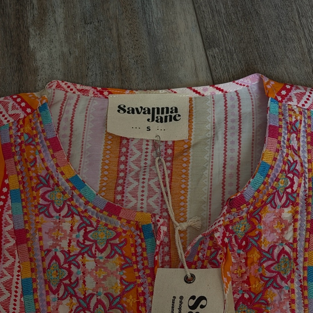 Savanna Jane Pink and‎ Orange Striped Blouse - Picture 5 of 7
